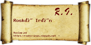 Roskó Irén névjegykártya